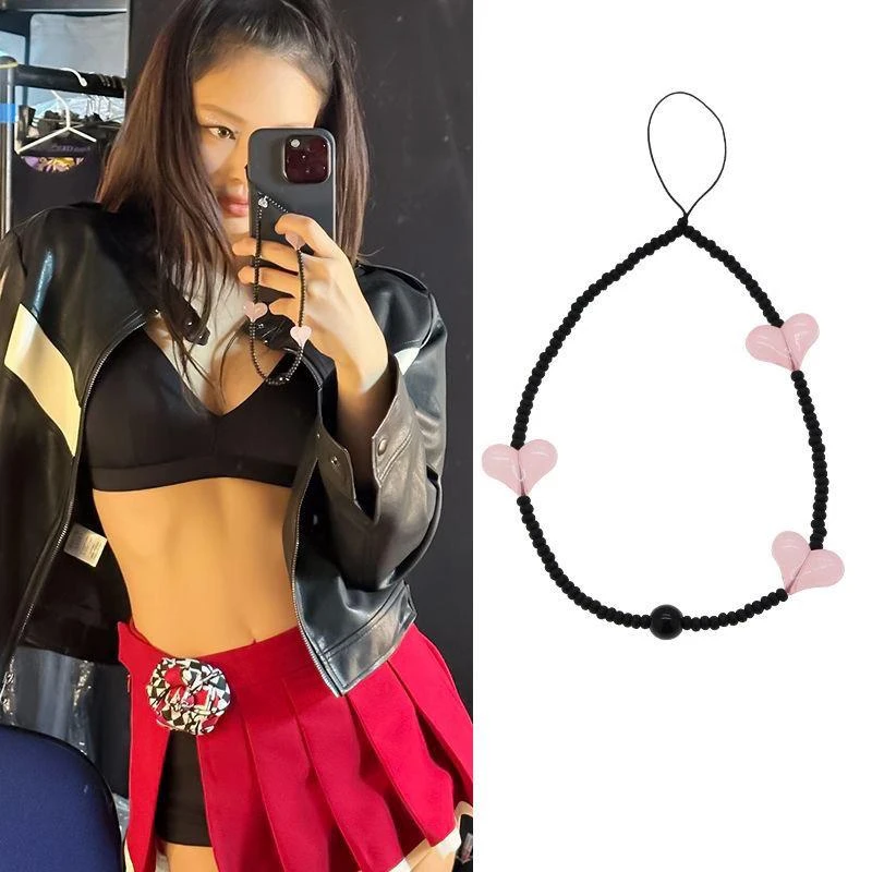 Jennie金智妮同款串珠手机链挂绳手机壳手绳个性钥匙挂件diy防掉