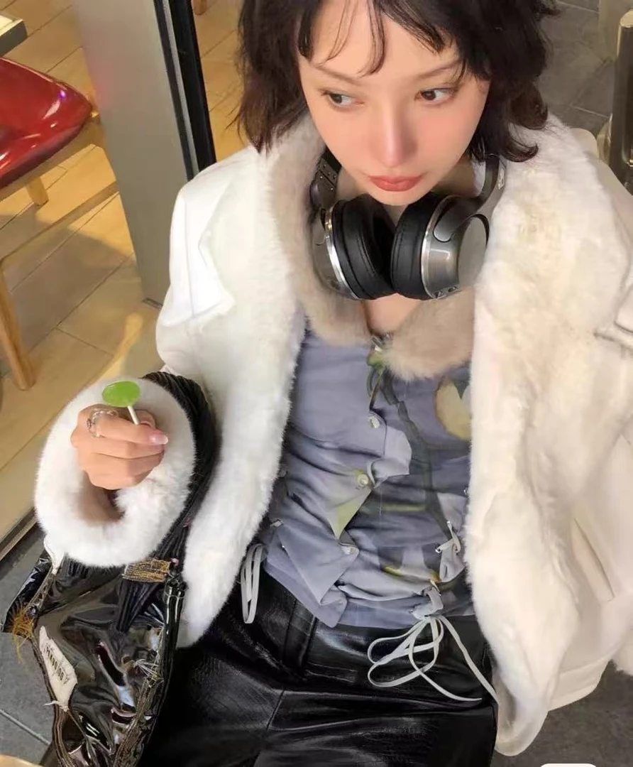 3105复古毛毛领长袖上衣韩版秋季新款