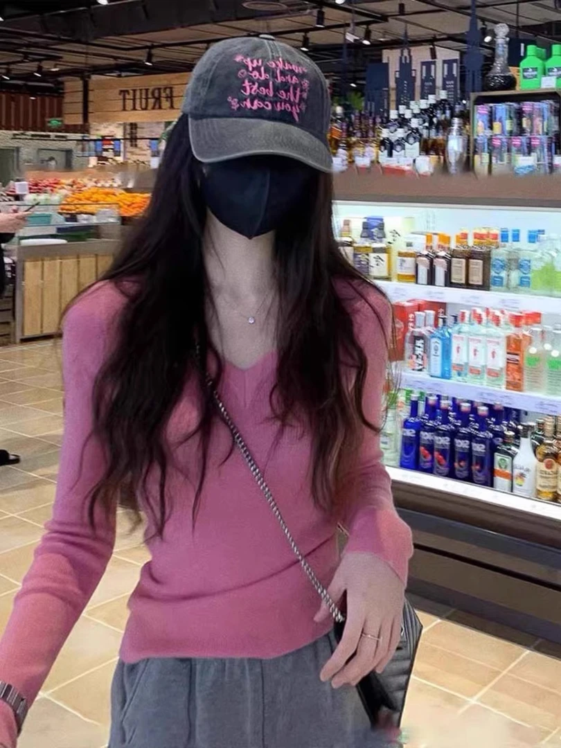 3R31-2152韩系温柔长袖针织衫女秋季新款设计感显瘦百搭打底上衣