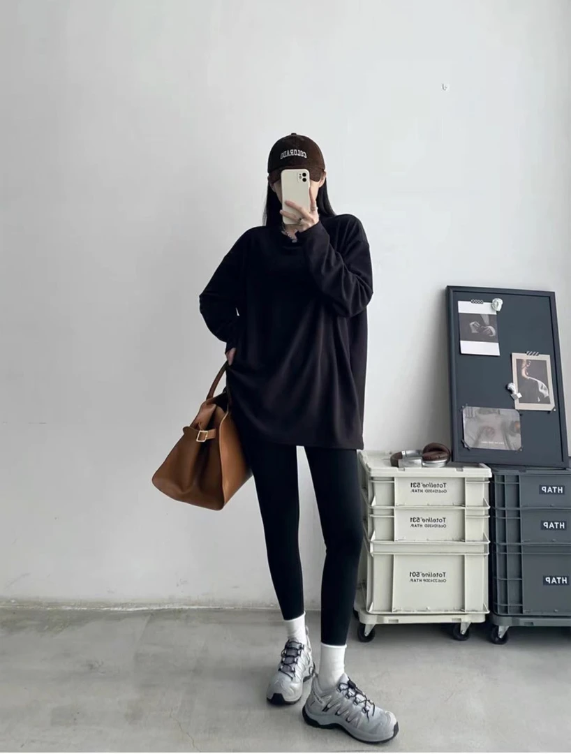 12621韩版简约高级感纯色上衣女秋季新款上衣