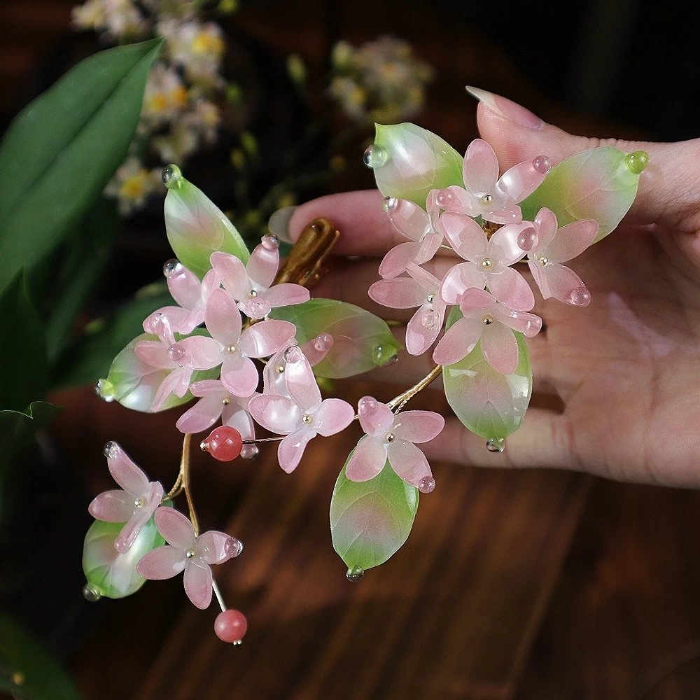 【红藤杖】|春颂| 丁香热缩发夹清新汉服配饰国风发饰日常超仙