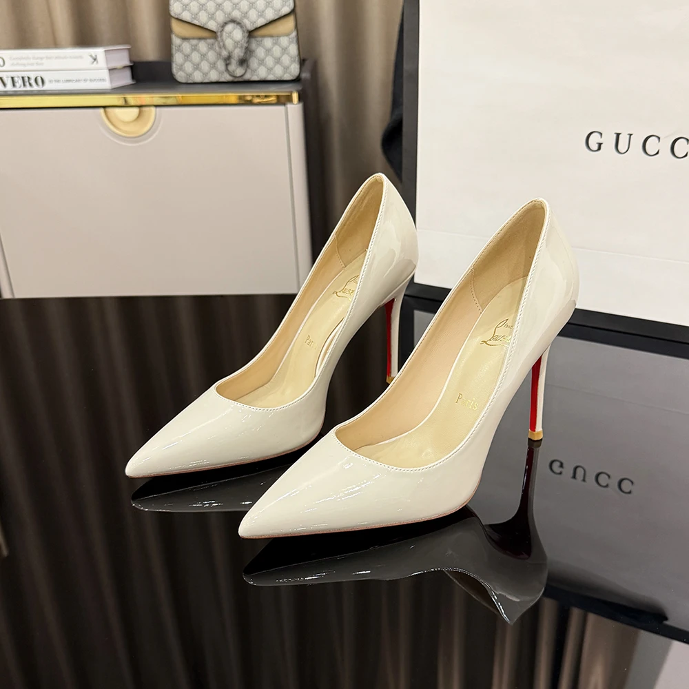 【甘师傅匠心之作】高跟鞋女白色细跟10厘米小众设计感尖头气质单鞋