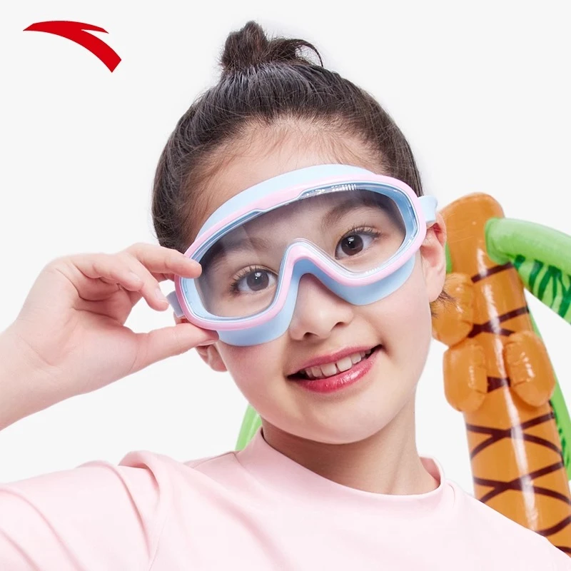安踏泳镜夏季新款专业防水高清防雾贴合面部大框平光儿童游泳眼镜