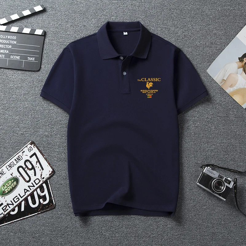 杰乐卡公鸡夏季翻领Polo衫男2024款短袖t恤加肥加大宽松休闲商务