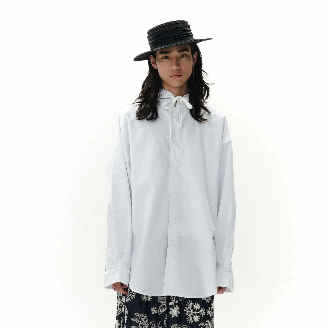 撞色休闲连帽廓形拼接外套 1322