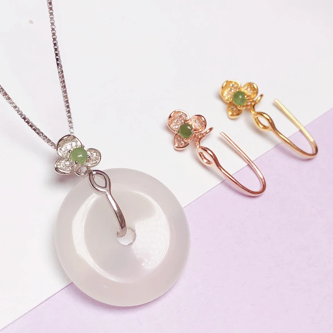 925银银制品 S925纯银平安扣夹扣小号精美吊坠扣银配件diy扣头卡