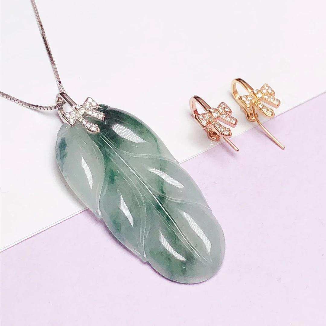 925银银制品 坠扣925纯银玉牌蝴蝶结夹扣 金色卡扣玉佩精美挂件扣