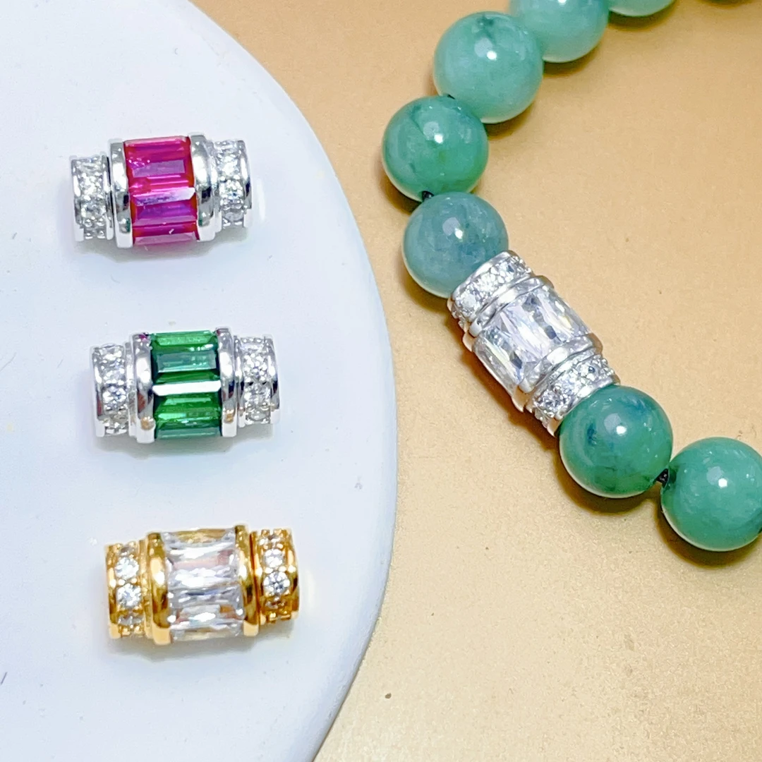 925银银制品 S925纯银桶珠项链扣串珠 手工DIY配件手串手链连接扣