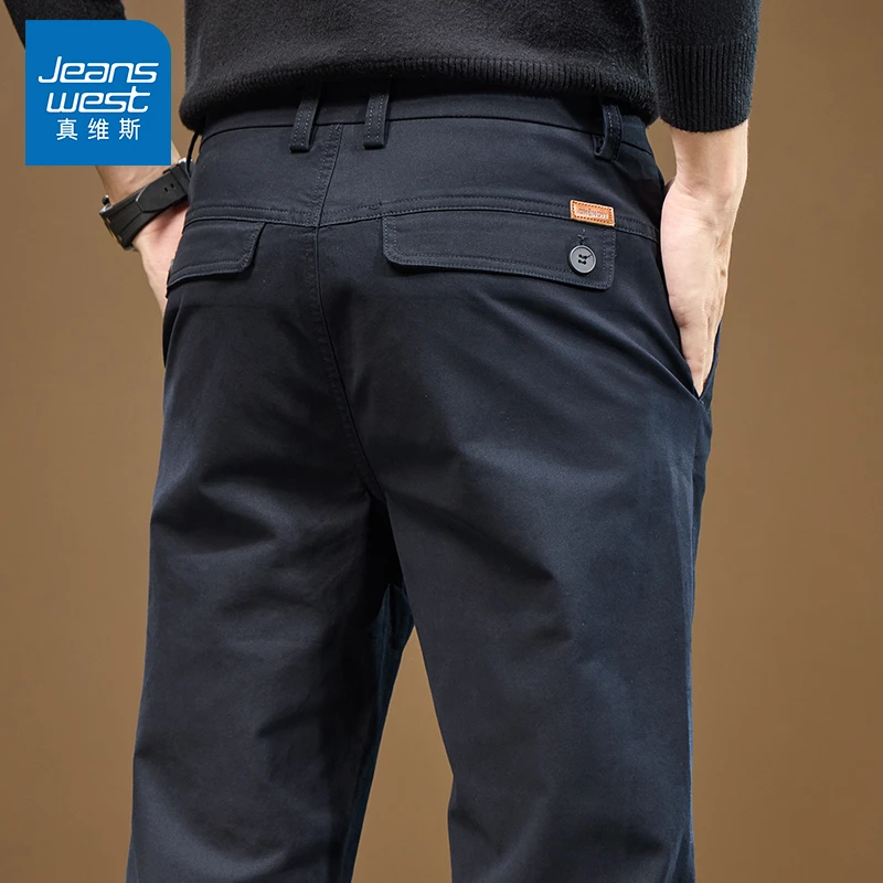 Jeanswest/真维斯春秋新款休闲裤男士直筒百搭长裤子男轻商务男裤