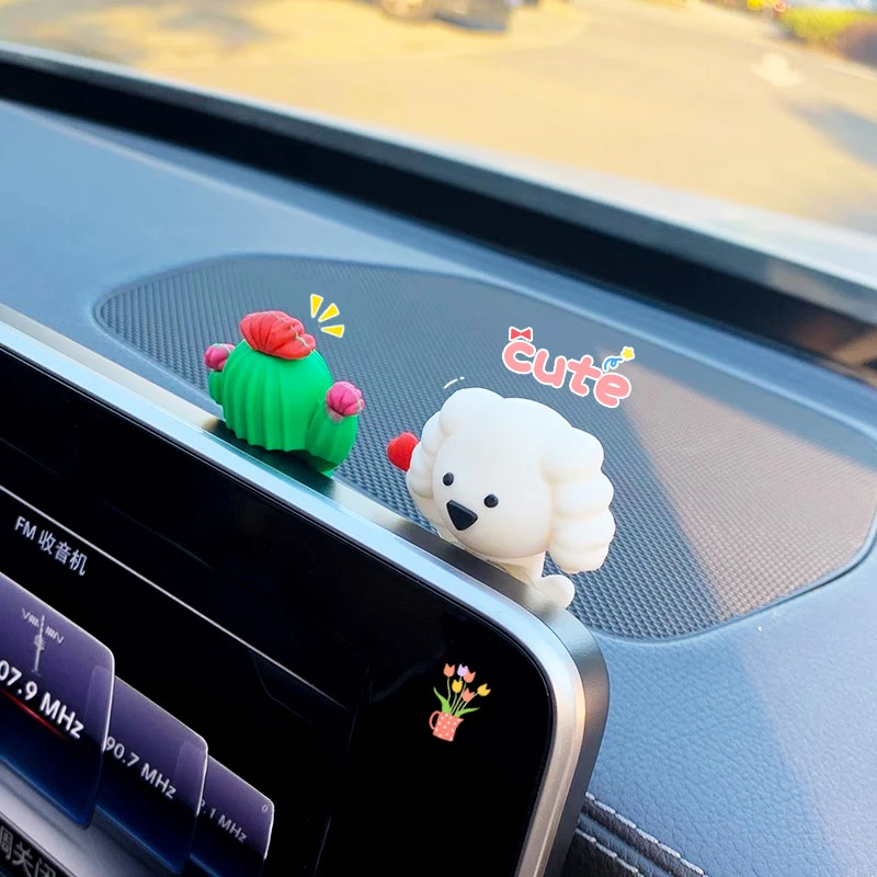 车旅生活汽车内饰品后视镜车载可爱立体双面车内装饰品中控台摆件