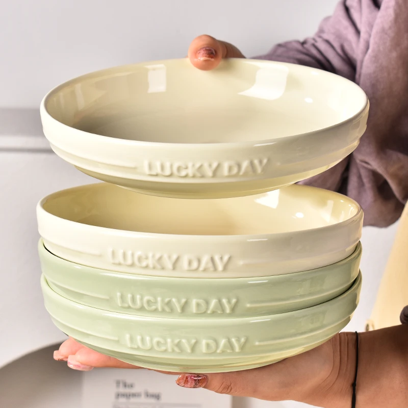 2025新款盘子家用菜盘高级感陶瓷深盘高颜值奶油风漂亮陶瓷餐具