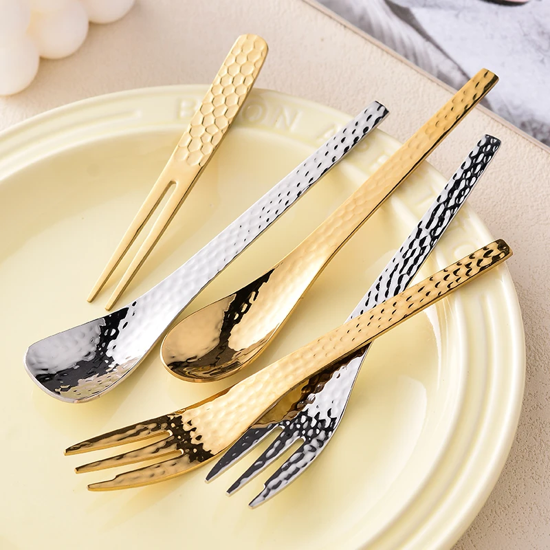 网红小叉子吃水果叉不锈钢蛋糕叉勺高级感水果签子果插轻奢甜品叉