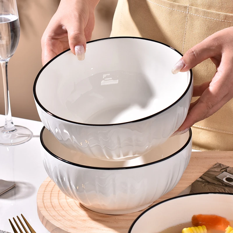 新款8英寸家用陶瓷大汤碗拉面碗饭碗大面碗加厚加大碗水果碗大号