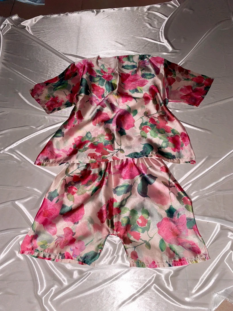 半透明微透丝滑短裤两件套裆部无痕式男女睡衣套装夏凉款