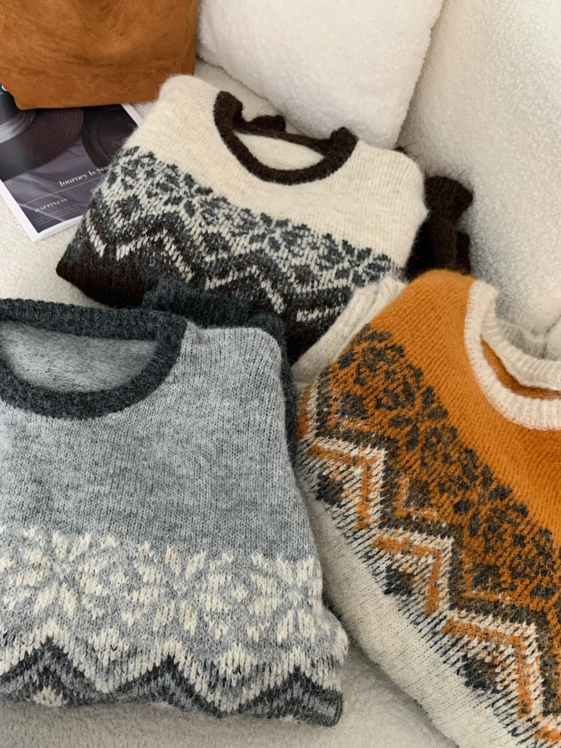 okk！韩版小雪花软糯毛衣女