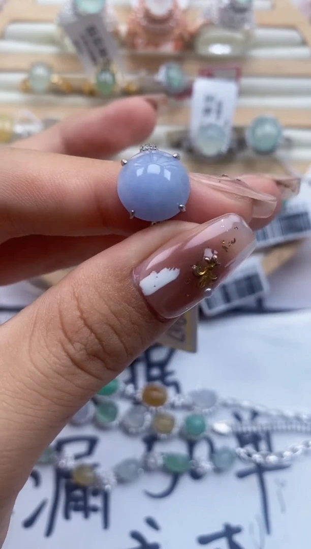 【闪购商品】翡翠戒指银S925镶嵌缅甸天然a货翡翠