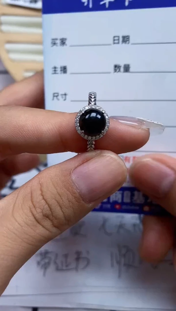 【闪购商品】翡翠戒指银S925镶嵌缅甸天然a货翡翠