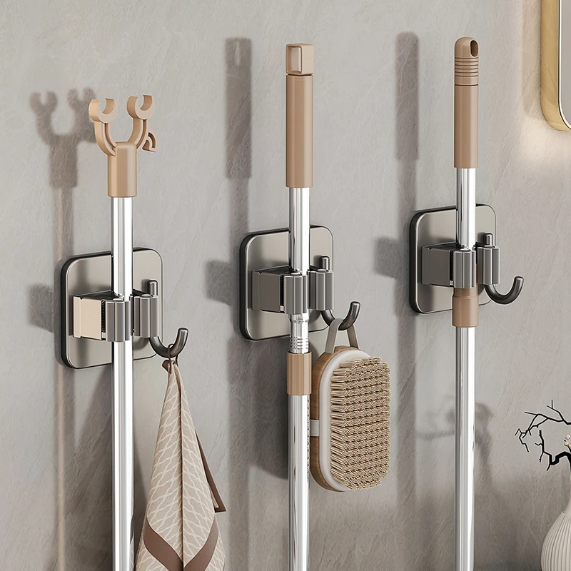 拖把架扫把架卫生间免打孔拖把夹拖把挂钩挂架阳台壁挂式强力免钉