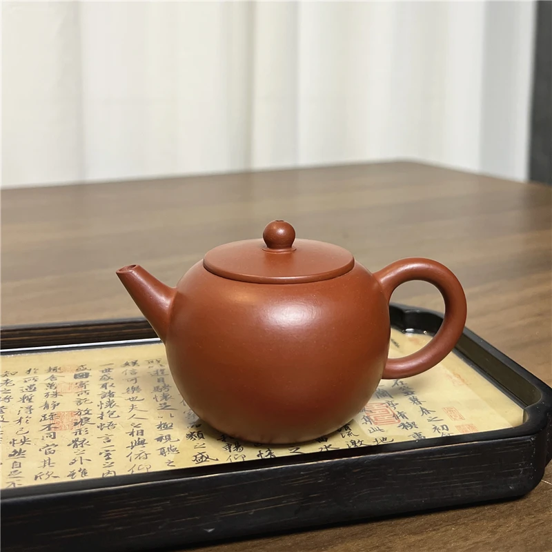 陶一茶器【120cc大红袍苹果壶】紫砂壶朱泥手工手拉壶大红袍泡茶壶