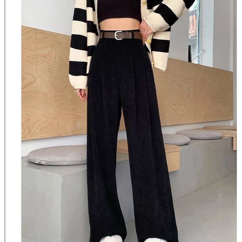2024秋冬季新款宽松阔腿裤高腰百搭垂感拖地显瘦直筒裤女