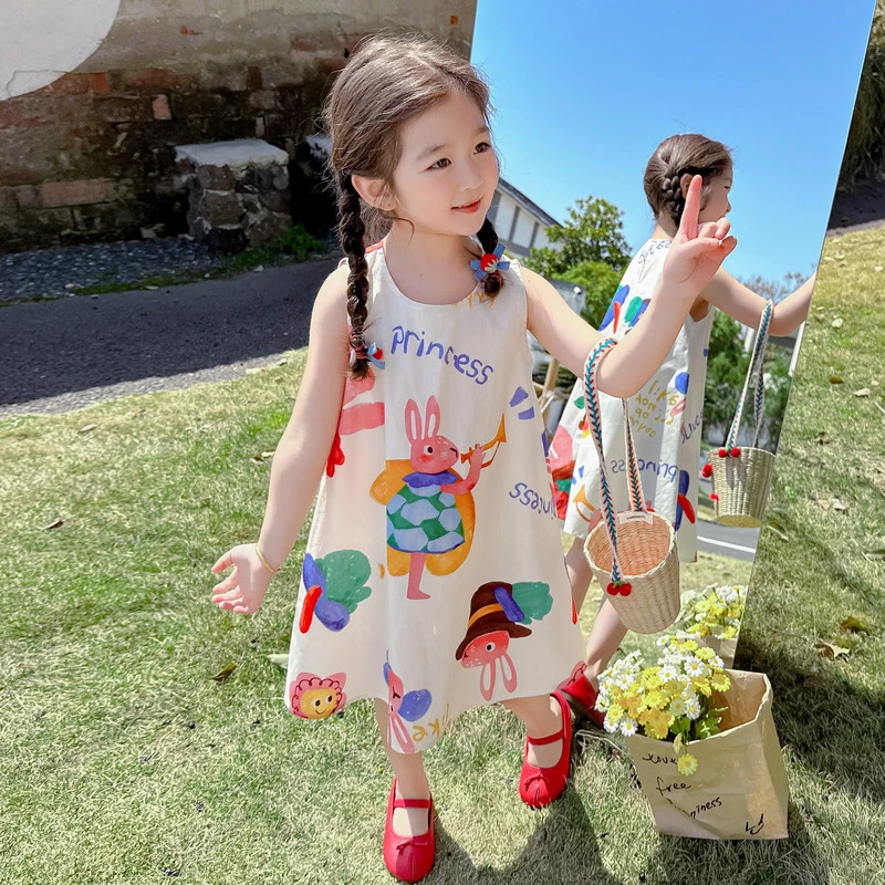 女童夏季连衣裙2025新款童装女宝卡通可爱韩版背心裙子小女孩夏装
