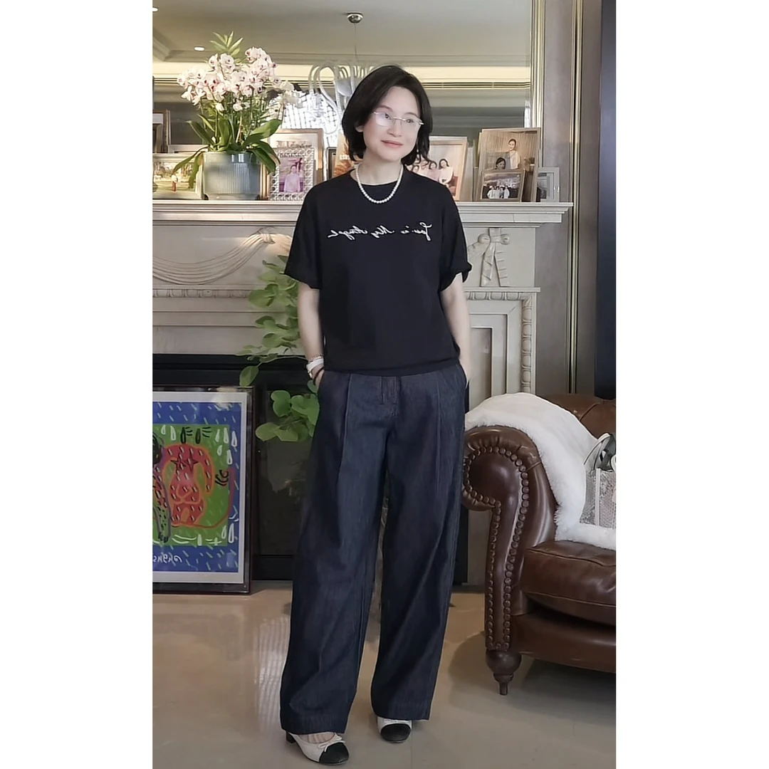 我是摩羯加州1号公路高支高密新疆长绒棉复古阔腿牛仔裤休闲裤