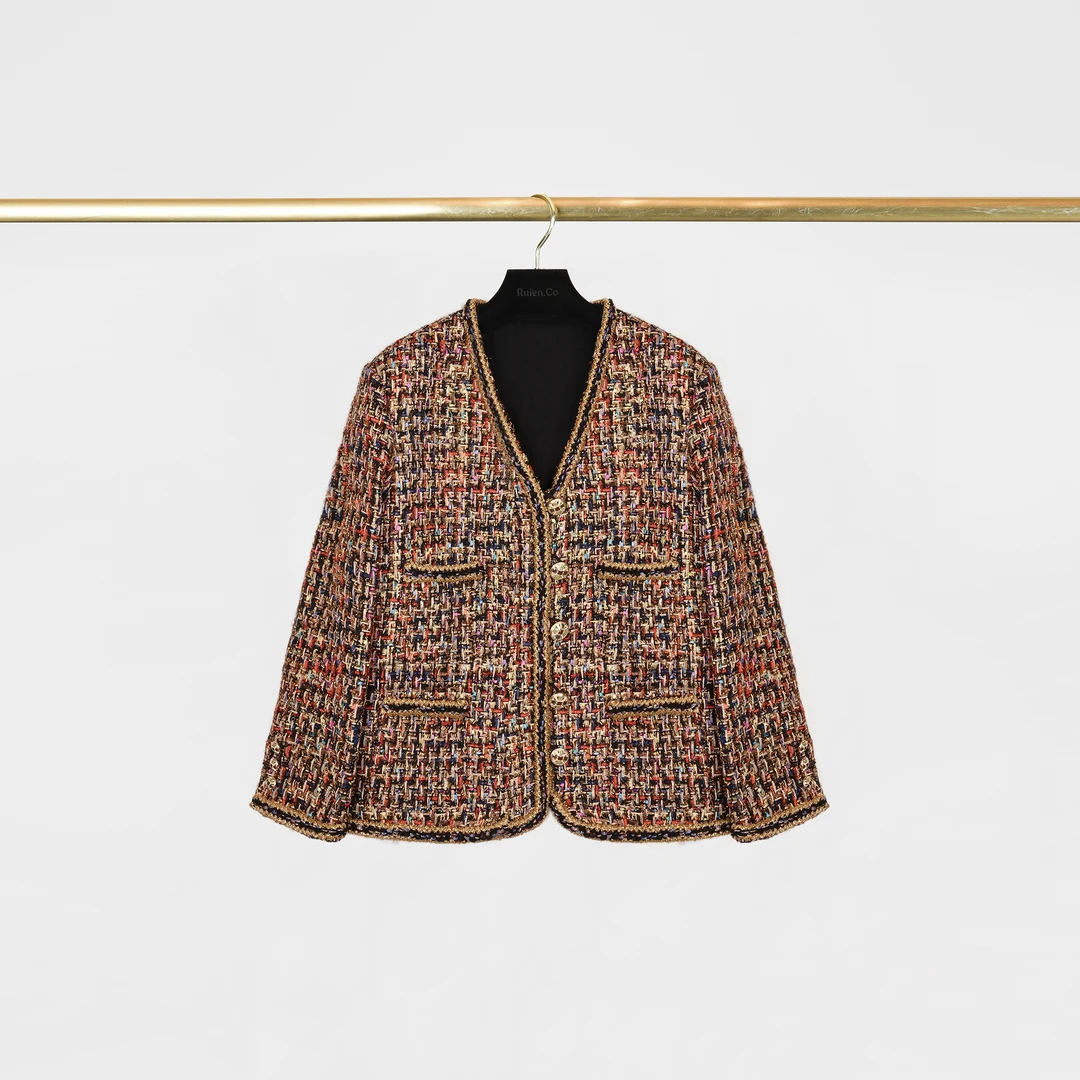 我是摩羯 手工坊霓虹 英国进口彩色粗花呢浮雕优雅质感外套