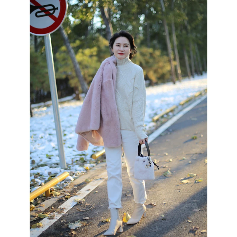 我是摩羯 华伦羊绒衫 540g纯高克重棒针绞花高领厚毛衣毛衫