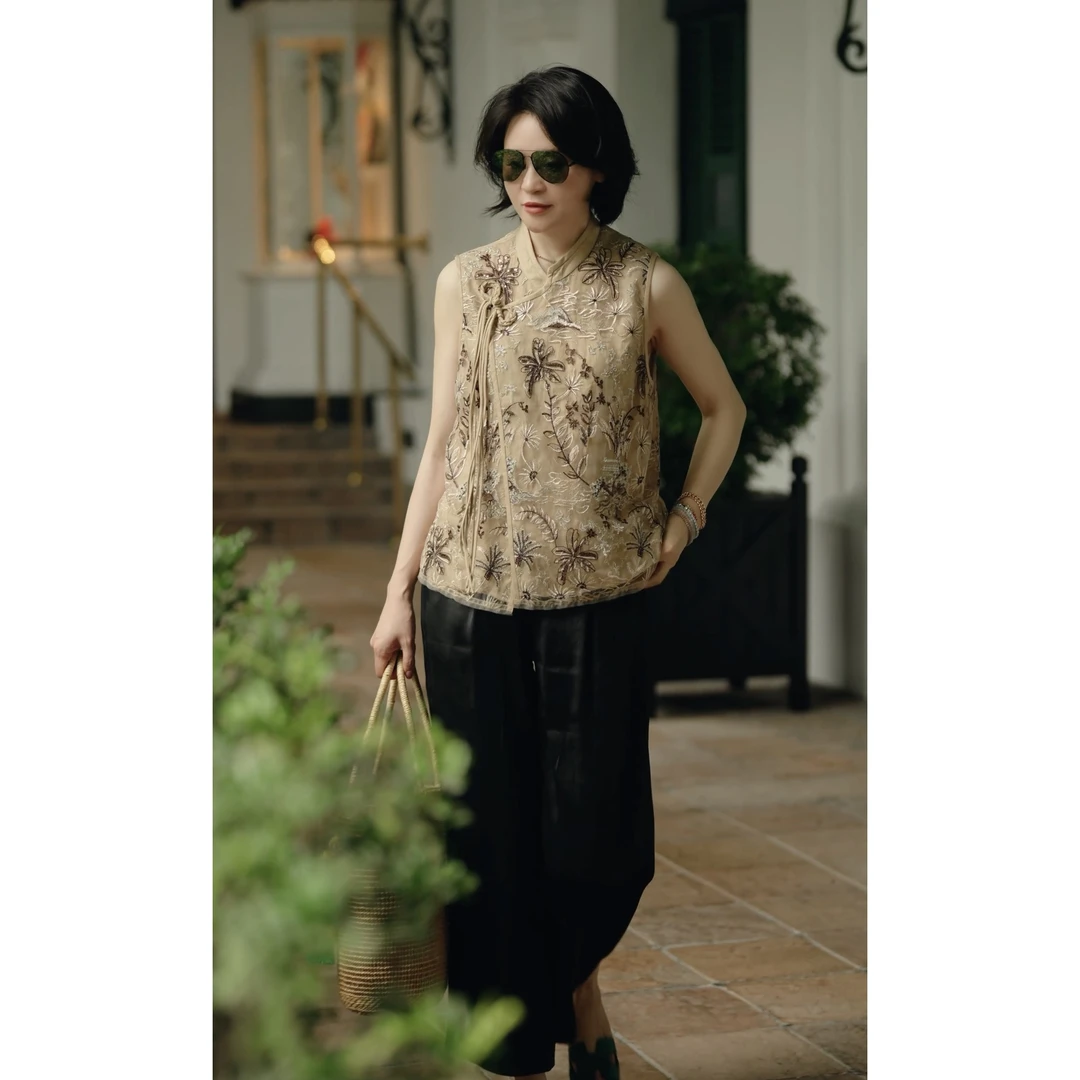 我是摩羯 闲云野鹤 100桑蚕丝30mm半松紧腰香云纱春夏休闲裤