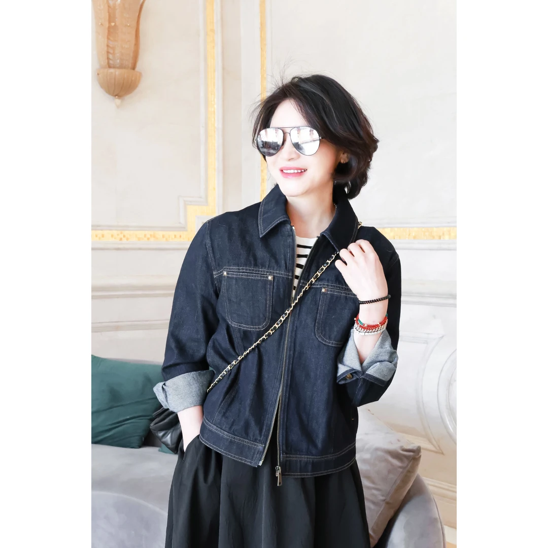 我是摩羯 牛仔很忙 黑牡丹D级100棉酵洗复古原色春牛仔上衣外套