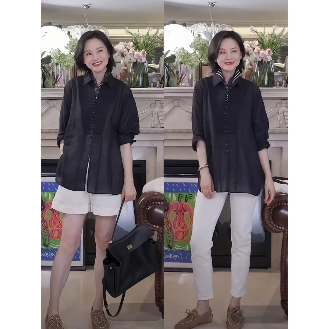 我是摩羯 BV编织衬衫 兰精天丝苎麻莼手工编织前襟蝙蝠袖春夏衬衫