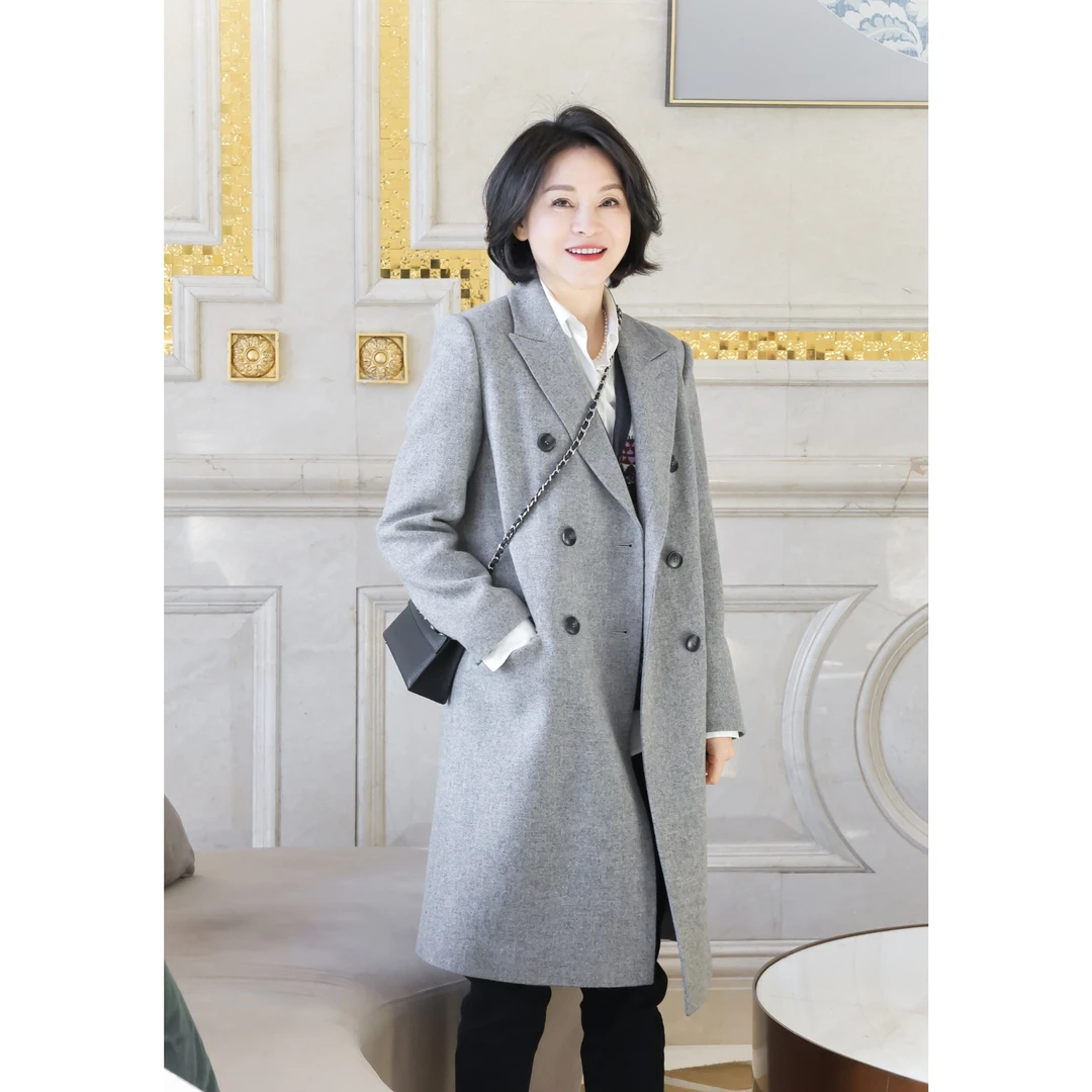 我是摩羯 名古屋女郎 秘鲁稀缺高地羊毛戗驳领粗花呢双排扣大衣