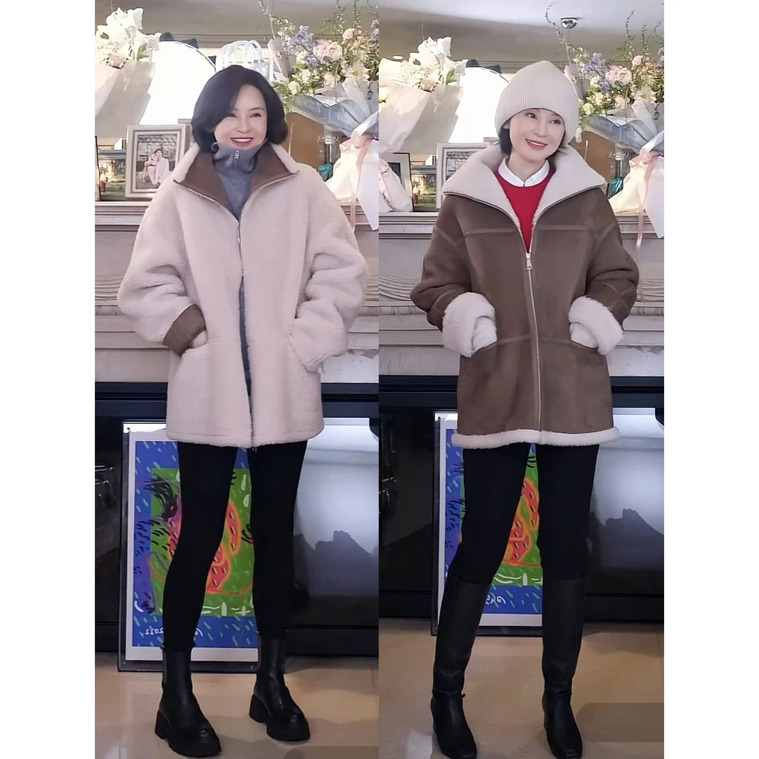 我是摩羯枕边童话 羊毛羊皮精美SAB金属拉链时尚保暖皮毛一体外套
