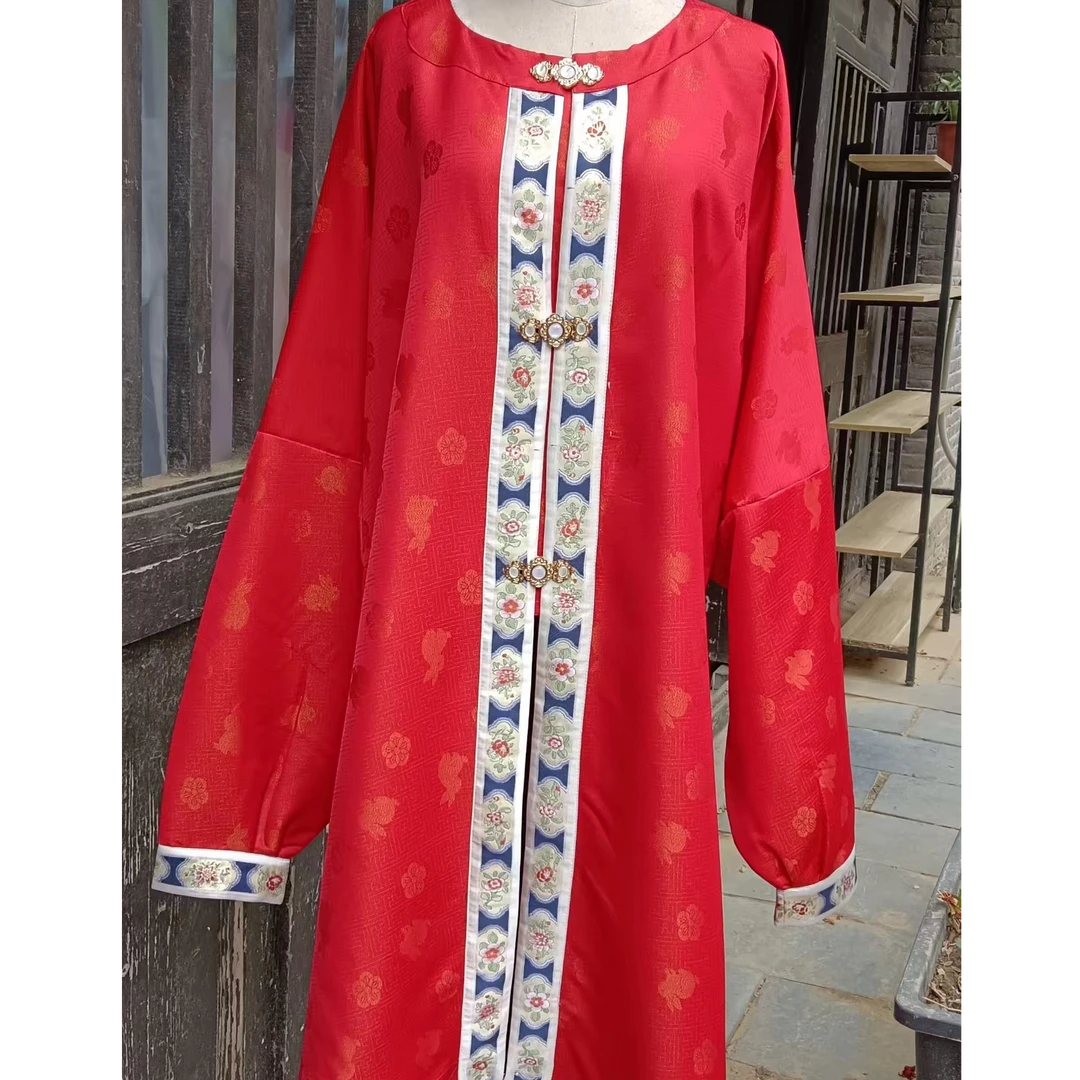 圆领明制万历长衫暗纹提花