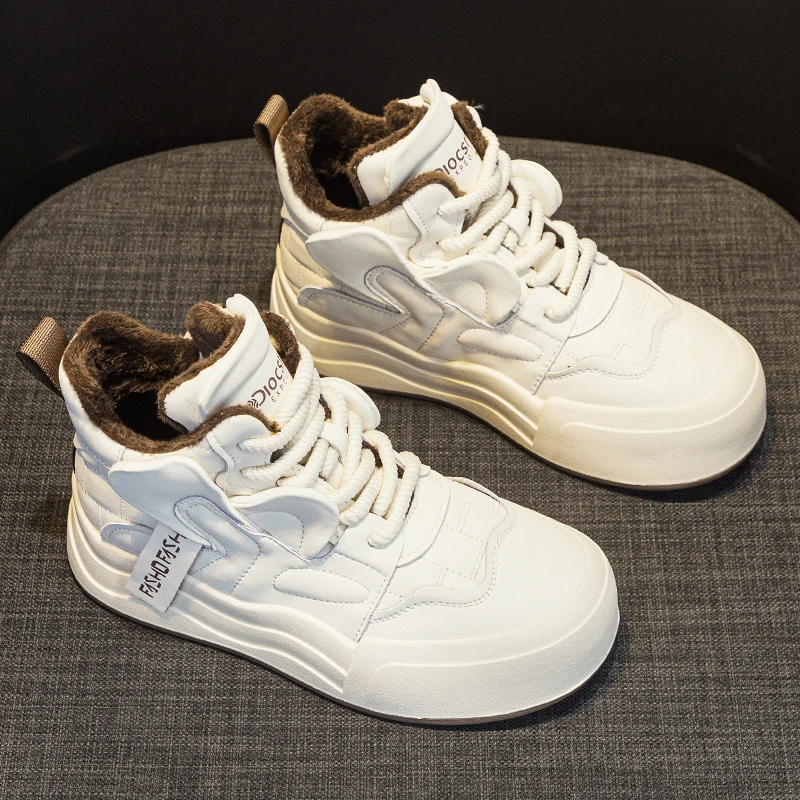 万达撤柜头层牛皮雪地靴女2025年冬季棉鞋保暖高帮女鞋子韩版软底