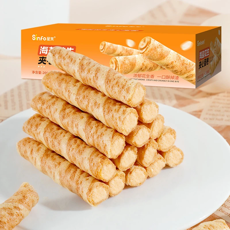 【涛哥专属】【到手一箱48跟】星芙海盐花生夹心蛋卷200g整箱