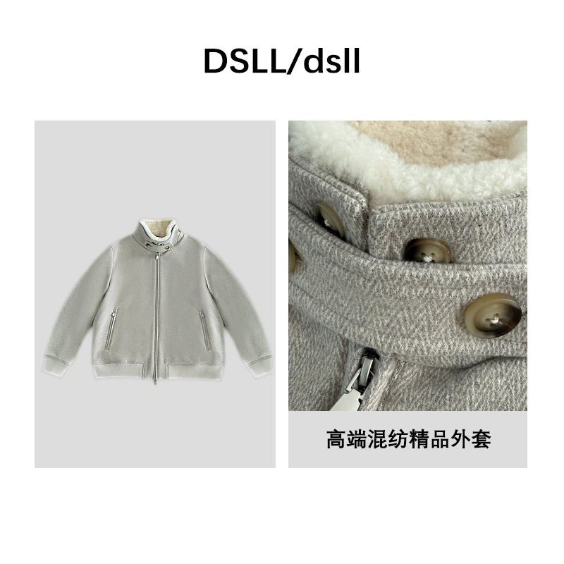 黑标高端混纺内里热魅力棉填充羊羔毛领高克重夹克外套D24111