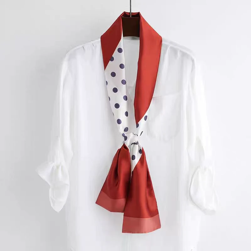 【枣红波点】时尚百搭女士长条巾洋气领巾