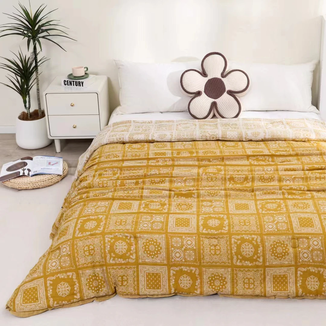 【魔方】150*200cm全棉高定贡缎提花双层纱酥绒棉冬被 约2.3kg