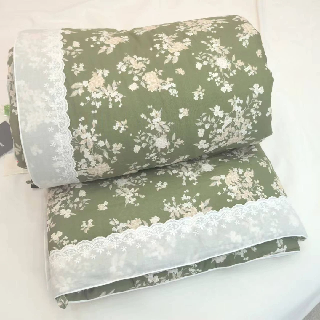 【梨馥郁】200*230cm精美法式全棉双层纱奶油被蚕丝四季被