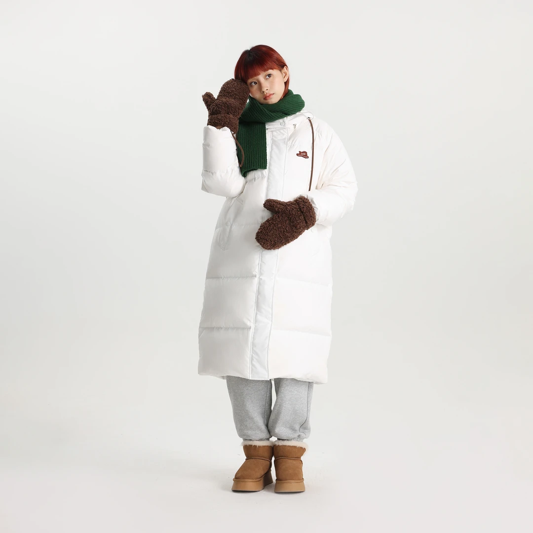 CONKLAB 脱卸帽白鸭绒无性别长款连帽羽绒服男冬季过膝保暖外套潮