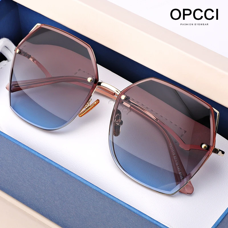 2023年新款无边框大脸显瘦墨镜女潮 防紫外线网红圆脸偏光太阳镜