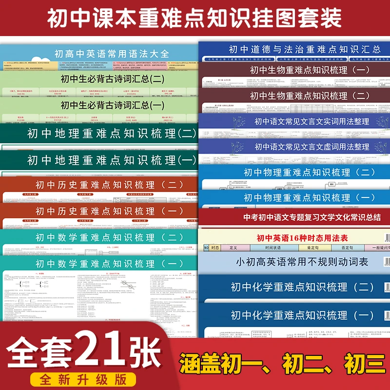 【2025名师精编版】初中全科知识点挂图 高频考点 初中全国通用必背