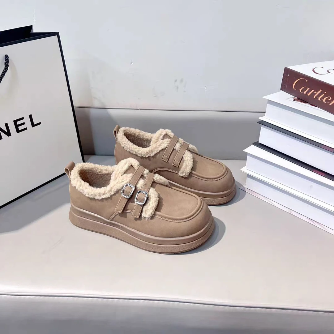 软底舒适加绒乐福鞋小皮鞋7703