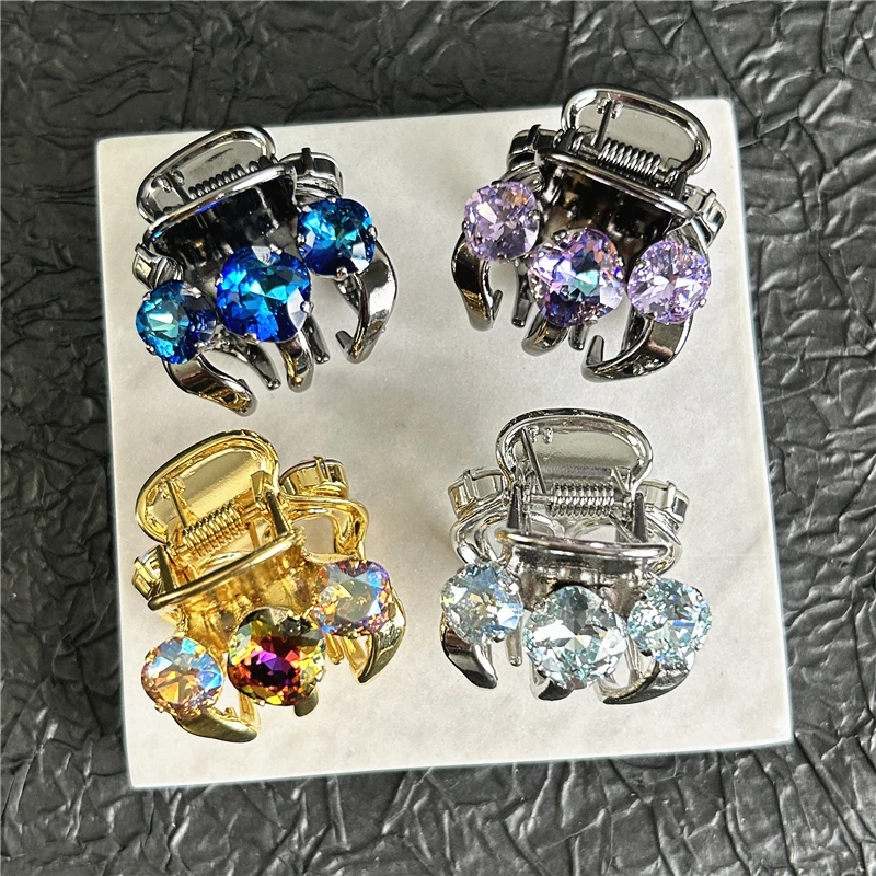 韩国ppu施华洛水晶钻高马尾抓夹简约气质精致后脑勺盘发小抓夹女