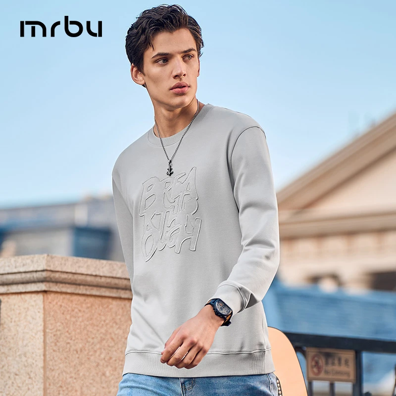 【五折】MrBu字母镂空贴布绣花长袖卫衣秋冬青年套头衫KT01707