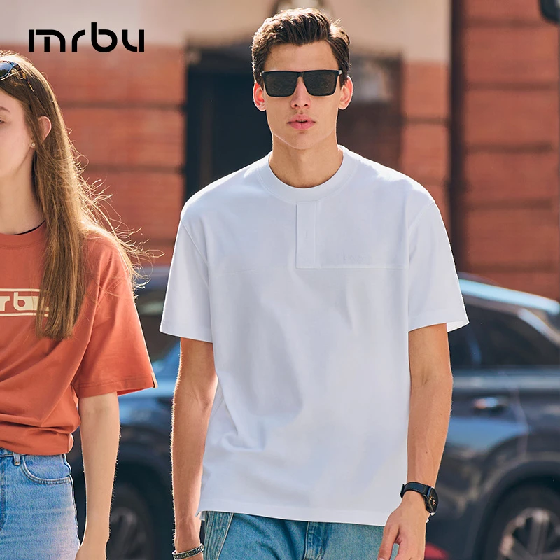 Mr.Bu布先生短袖白T恤男士纯棉270G重磅廓形上衣GT01786断码清仓