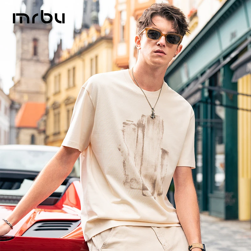 Mr.Bu布先生廓形艺术复古印花休闲圆领短袖男t恤夏季新款GT15278