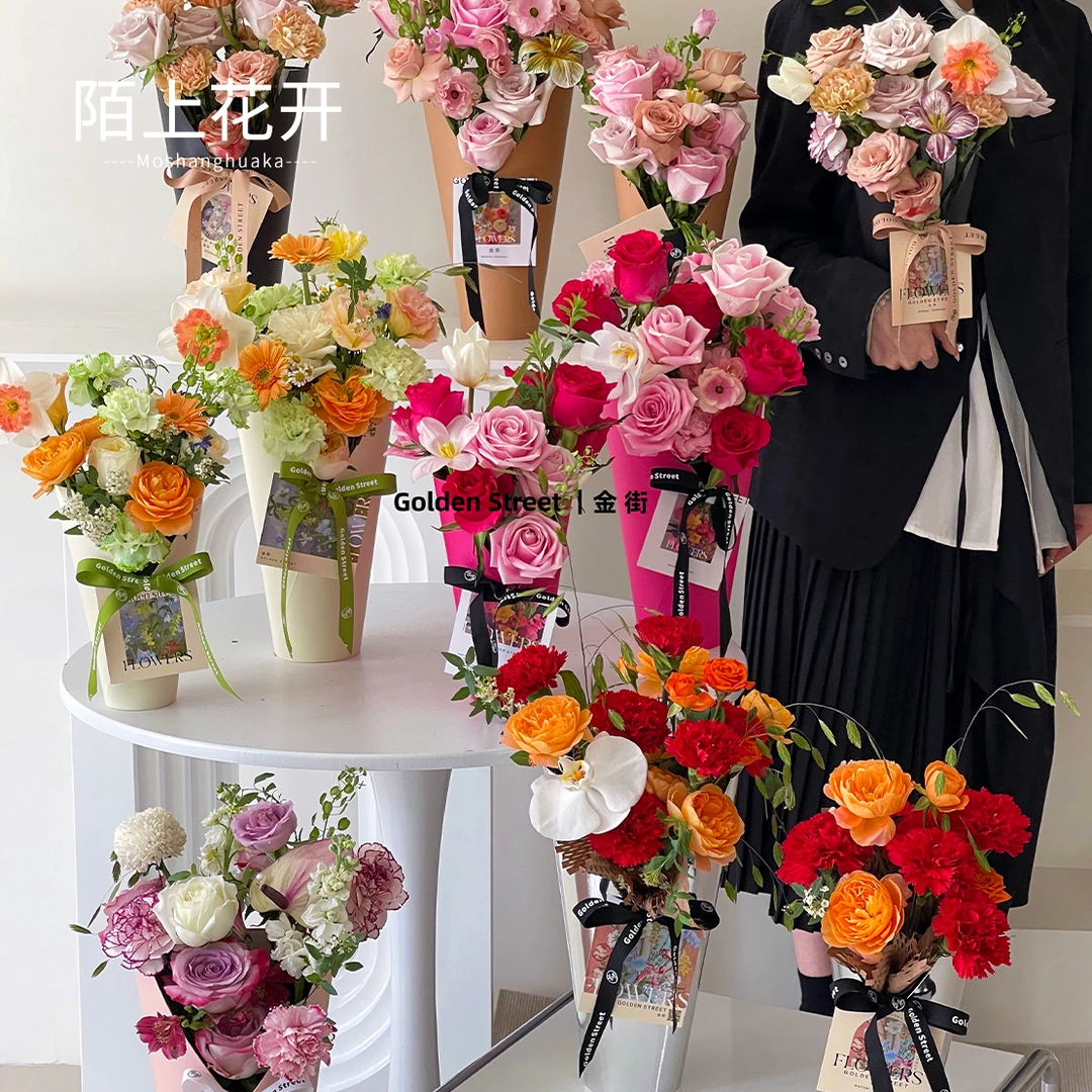 陌上花开 教师节甜蜜蜜花束桶成品一体成型包装手工DIY花店资材