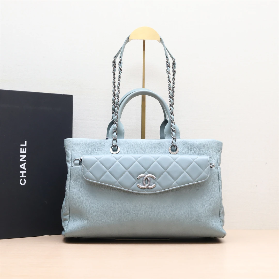 95新 Chanel/香奈儿 复古 双C菱格口盖 购物袋 手提包P224930553